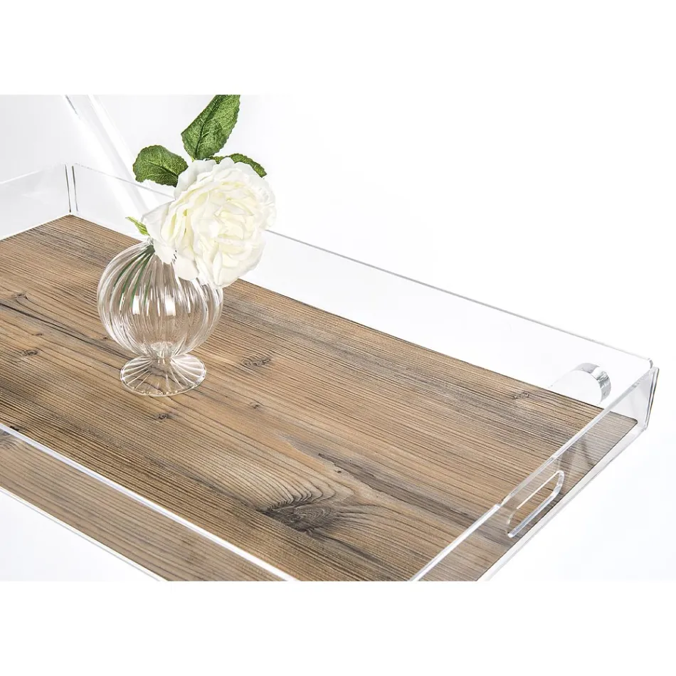 Køkkenvogn 4 hjul i gennemsigtigt plexiglas eller med træ - Magimbo Viadurini