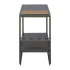 Udendørs vogn i aluminium og resintræ med hjul - Virel Viadurini