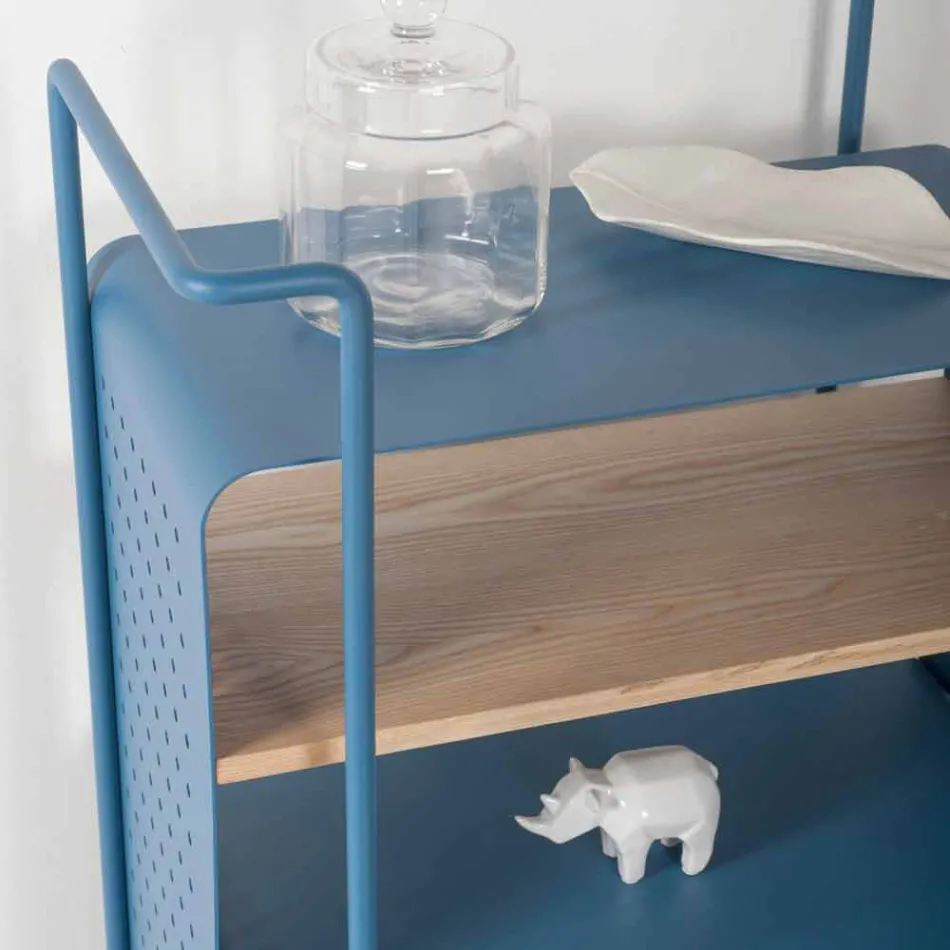 Designvogn i stål med asketop fremstillet i Italien - Murella Viadurini