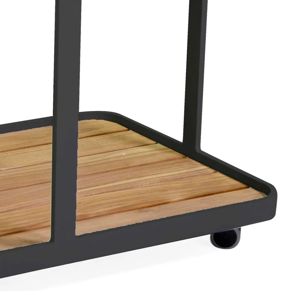 Aluminiumsvogn i forskellige udførelser med hjul og teaktræsplade - Telt Viadurini