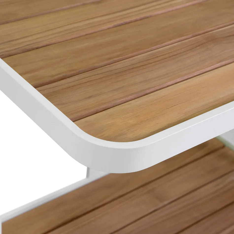 Aluminiumsvogn i forskellige udførelser med hjul og teaktræsplade - Telt Viadurini