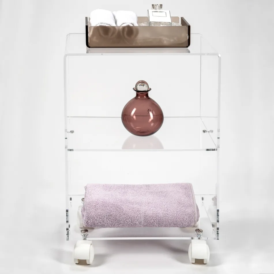 Objektvogn med plexiglashjul lavet i Italien - Rudolf Viadurini