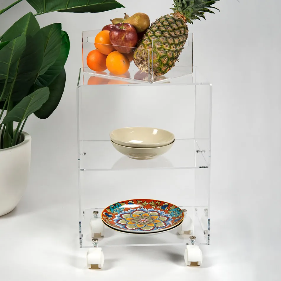 Objektvogn med plexiglashjul lavet i Italien - Rudolf Viadurini