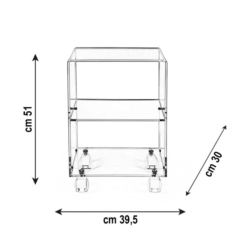 Objektvogn med plexiglashjul lavet i Italien - Rudolf Viadurini