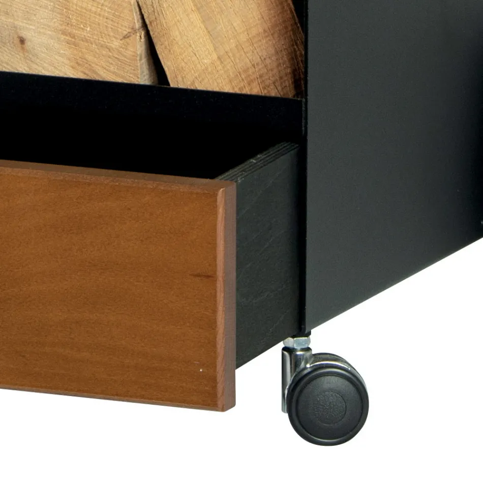 Trævogn med skuffe og hjul Made in Italy - Alpaca Viadurini