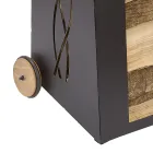 Indendørs brændevogn sortmalet jern lavet i Italien - Chloe Viadurini