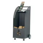 Metal trævogn med hylde og 4 hjul Made in Italy - Geco Viadurini