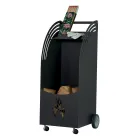 Metal trævogn med hylde og 4 hjul Made in Italy - Geco Viadurini