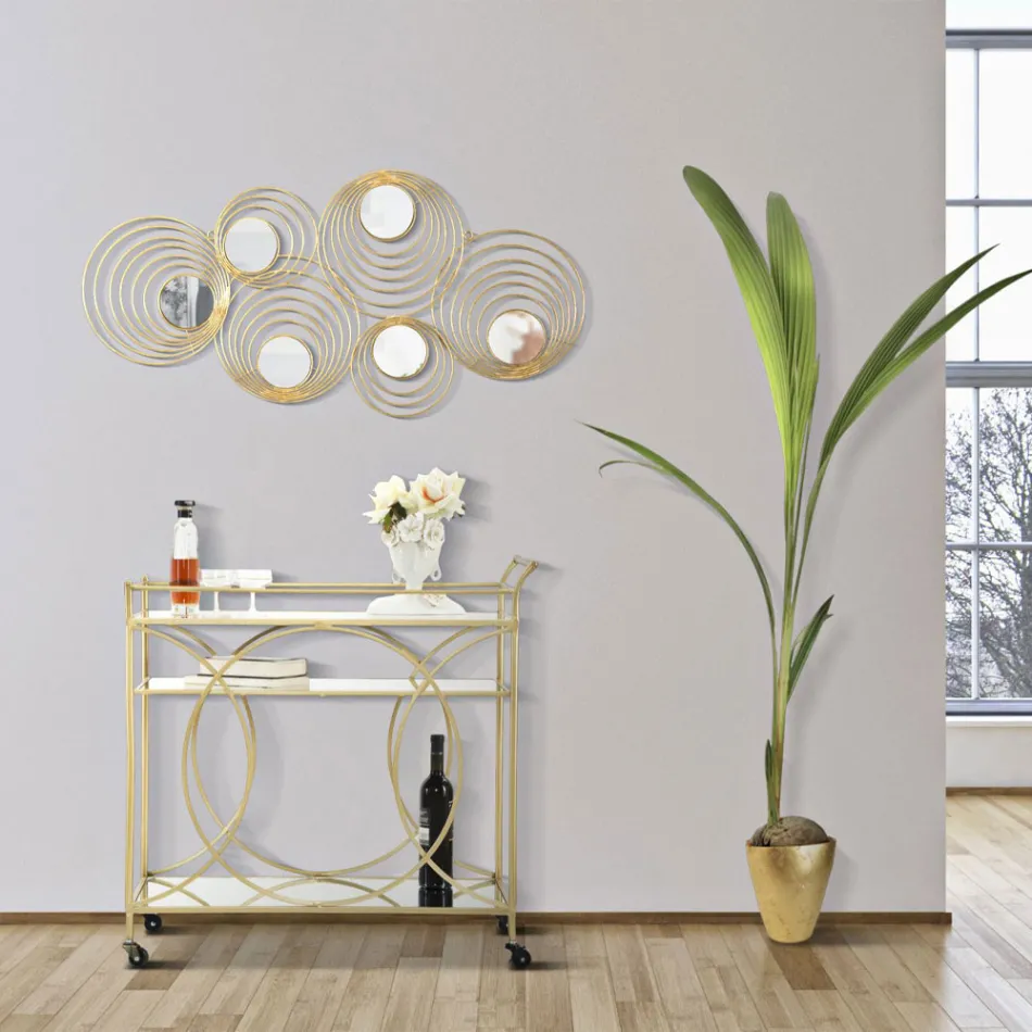 Madvogn med jernstruktur og spejlede toppe - Mink Viadurini