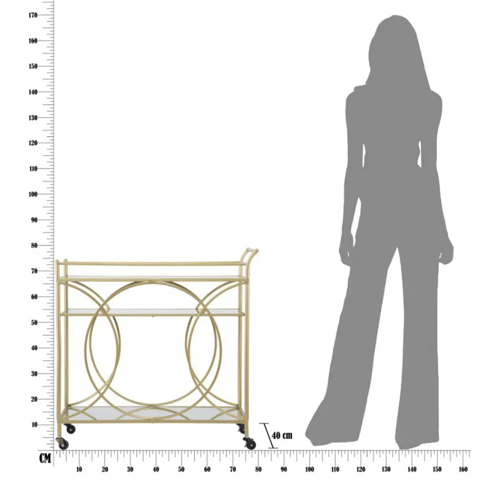 Madvogn med jernstruktur og spejlede toppe - Mink Viadurini