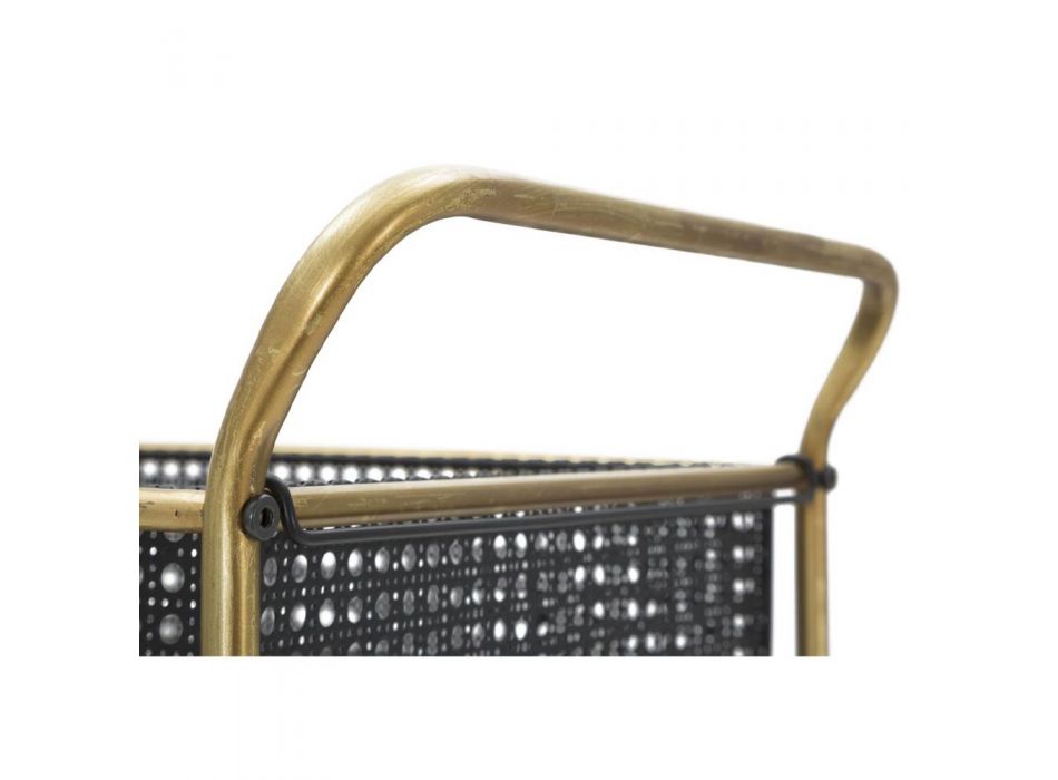 Iron Food Trolley med struktur i gylden finish - Elegant Viadurini