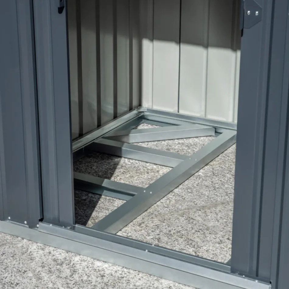 Antracit plader skråtstillet haveskur med hængslet dør - Cucciolo Viadurini