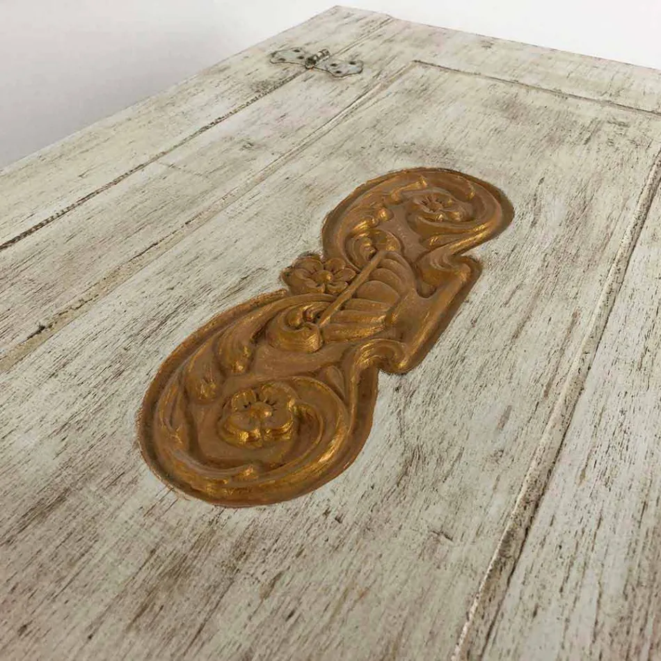 Bryst håndlavet i massivt træ med guldprofiler fremstillet i Italien - Caio Viadurini