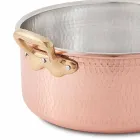 Medium gryde i fortinnet kobber rund hånd med 2 håndtag 28 cm - Gianfranco Viadurini