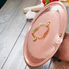 Medium gryde i fortinnet kobber rund hånd med 2 håndtag 28 cm - Gianfranco Viadurini