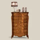 Kommode med 7 skuffer i indlagt valnøddetræ Fremstillet i Italien - Commodus Viadurini