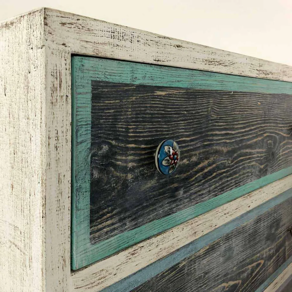 Håndværker kommode i gran med 3 skuffer lavet i Italien - abe Viadurini