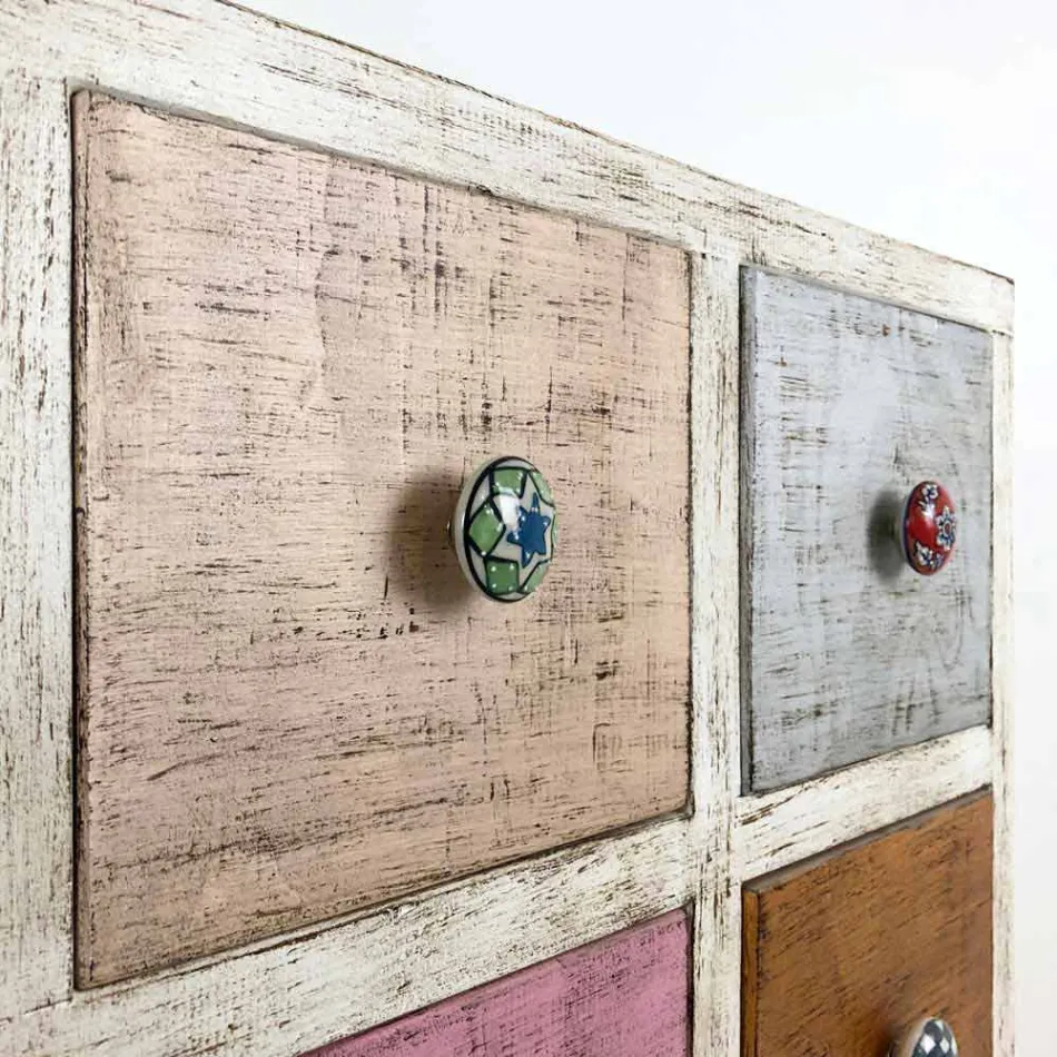 Håndværker kommode i massivt træ med 9 skuffer lavet i Italien - Pierrot Viadurini