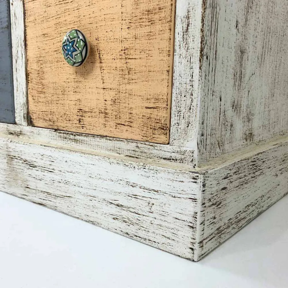 Håndværker kommode i massivt træ med 9 skuffer lavet i Italien - Pierrot Viadurini