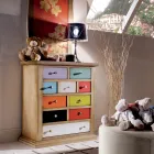 Kommode med alle farvede skuffer og forskellige greb Made in Italy - Aditya Viadurini