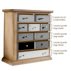 Kommode med alle farvede skuffer og forskellige greb Made in Italy - Aditya Viadurini