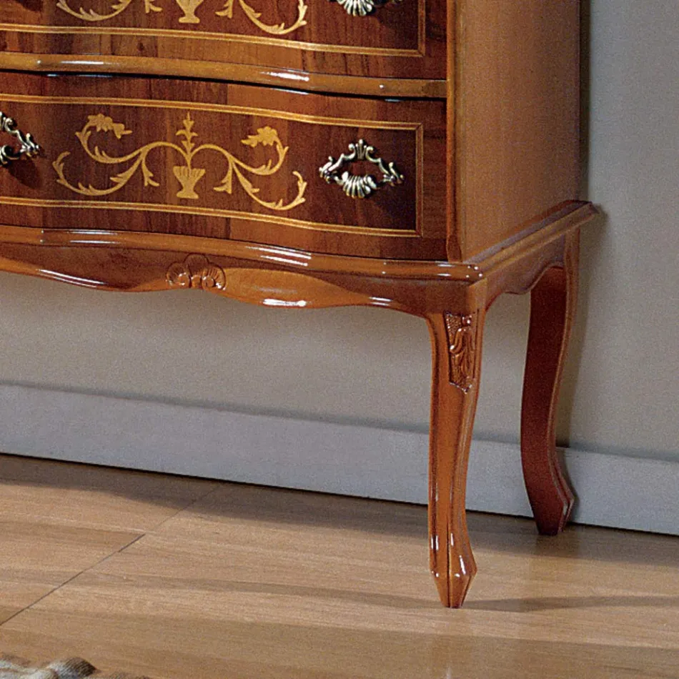 Kommode i klassisk stil i træ med 6 skuffer lavet i Italien - Elegant Viadurini