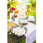 Midtstykke med blomster i mudjern, hvid eller blå - Marken Viadurini