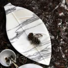 Midtpunkt i Arabescato marmor med bladform fremstillet i Italien - Treviso Viadurini