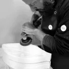 Midtpunkt i Arabescato marmor med bladform fremstillet i Italien - Treviso Viadurini