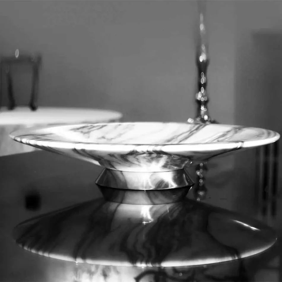 Midtpunkt i Brezza della Versilia marmor og metal fremstillet i Italien - Amabile Viadurini