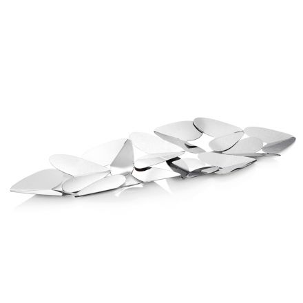 Lineært midterstykke med sølvmetalhjerter italiensk design - Arlan Viadurini