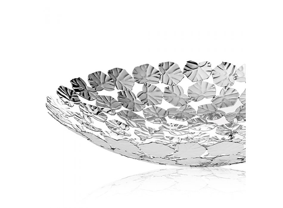 Rund sølvmetal i midten med luksusbladdekoration - Pinko Viadurini