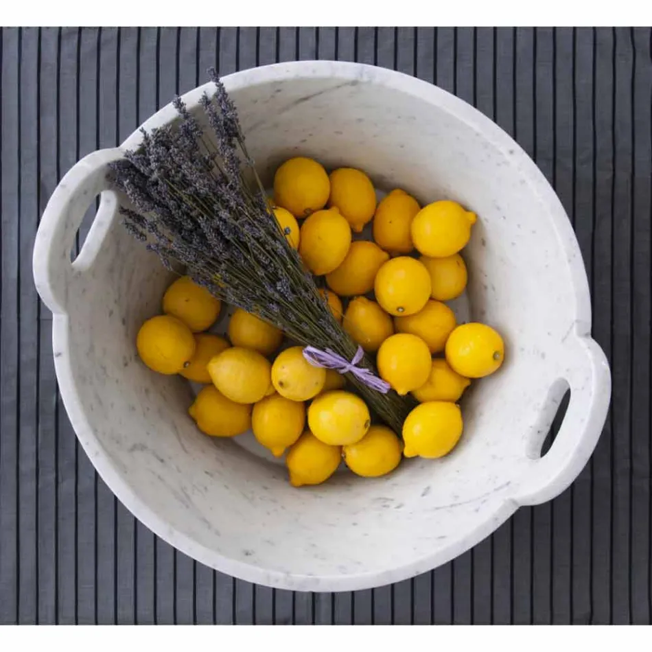 Kurv i hvid Carrara marmor af italiensk luksusdesign - Tinozzo Viadurini