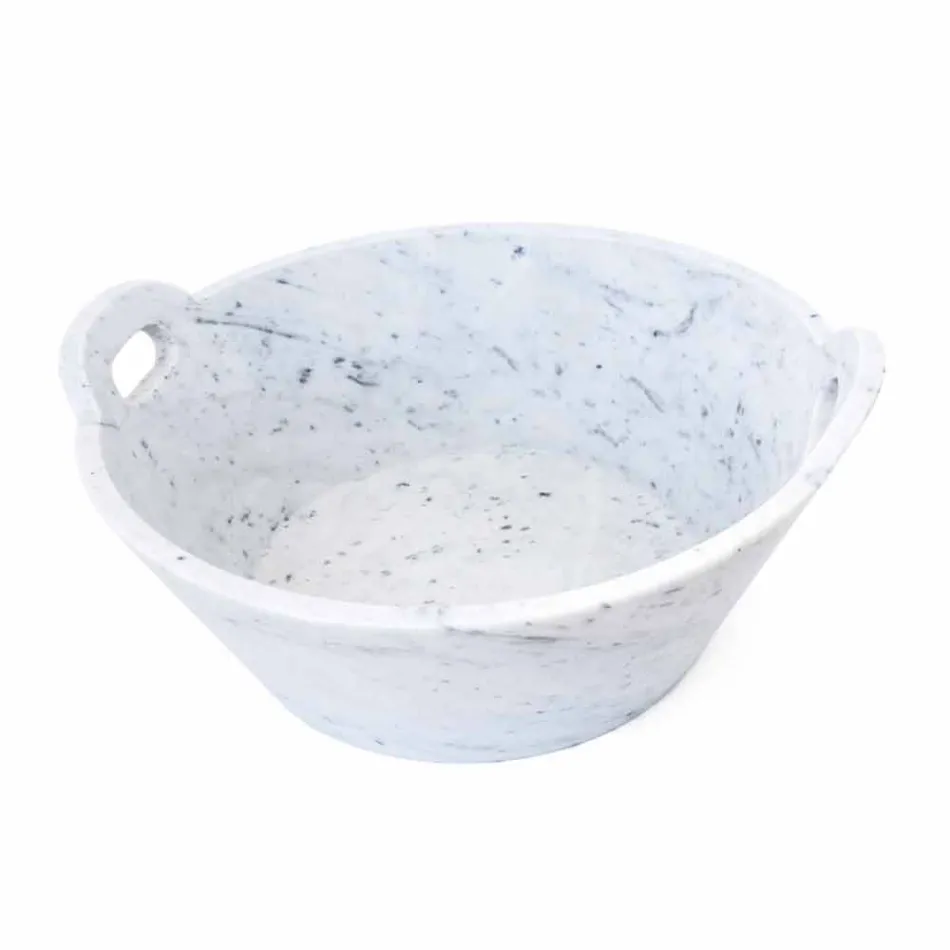 Kurv i hvid Carrara marmor af italiensk luksusdesign - Tinozzo Viadurini