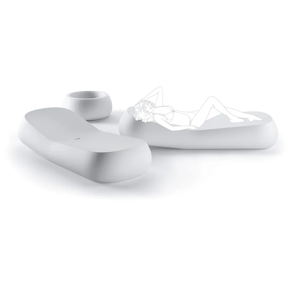 Design udendørs chaiselong i hvid polyethylen Fremstillet i Italien - Ervin Viadurini