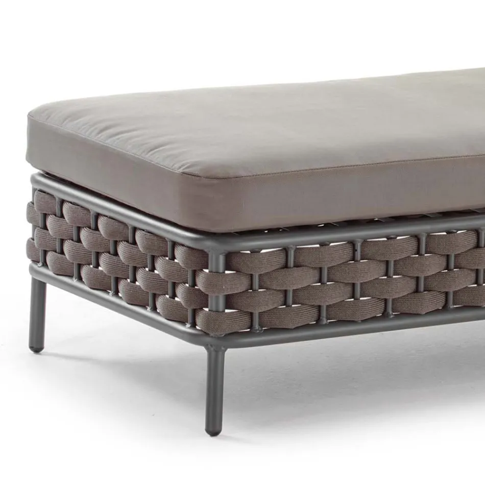 Udendørs chaiselong i reb og puder med aftageligt stofbetræk - Jamaica Viadurini