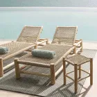 Udendørs chaiselong i teakgrene og syntetisk fibervævning - Tecno Viadurini