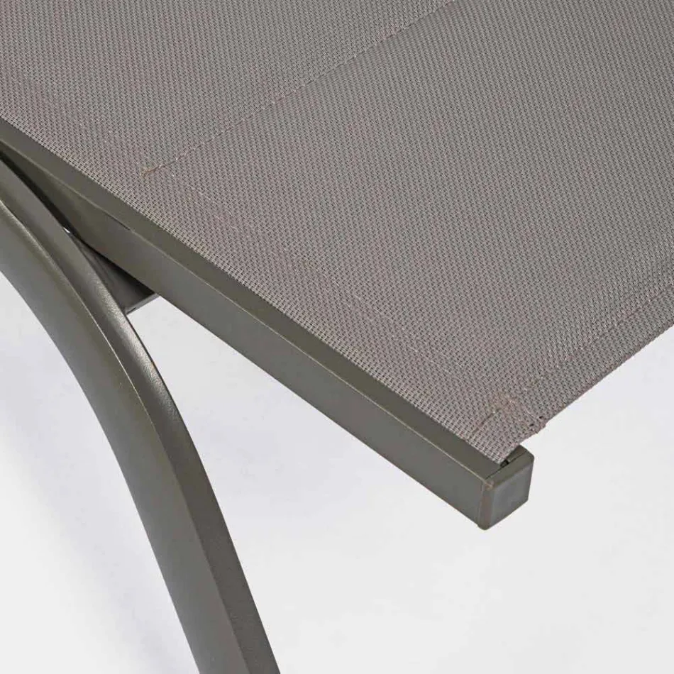 Udendørs chaiselong i tekstil og aluminium med hjul, 4 stykker - Babilonia Viadurini
