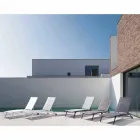 Udendørs chaiselong i tekstil og aluminium med hjul, 4 stykker - Babilonia Viadurini