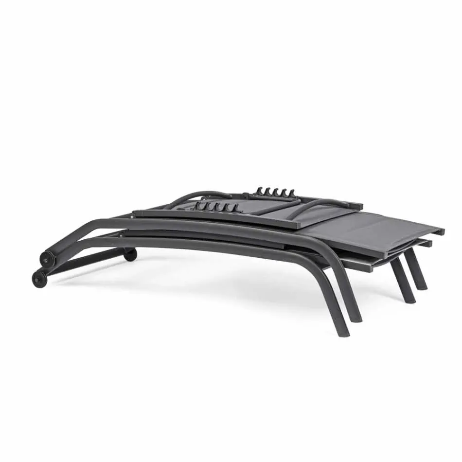 Udendørs chaiselong i tekstil og aluminium med hjul, 4 stykker - Babilonia Viadurini