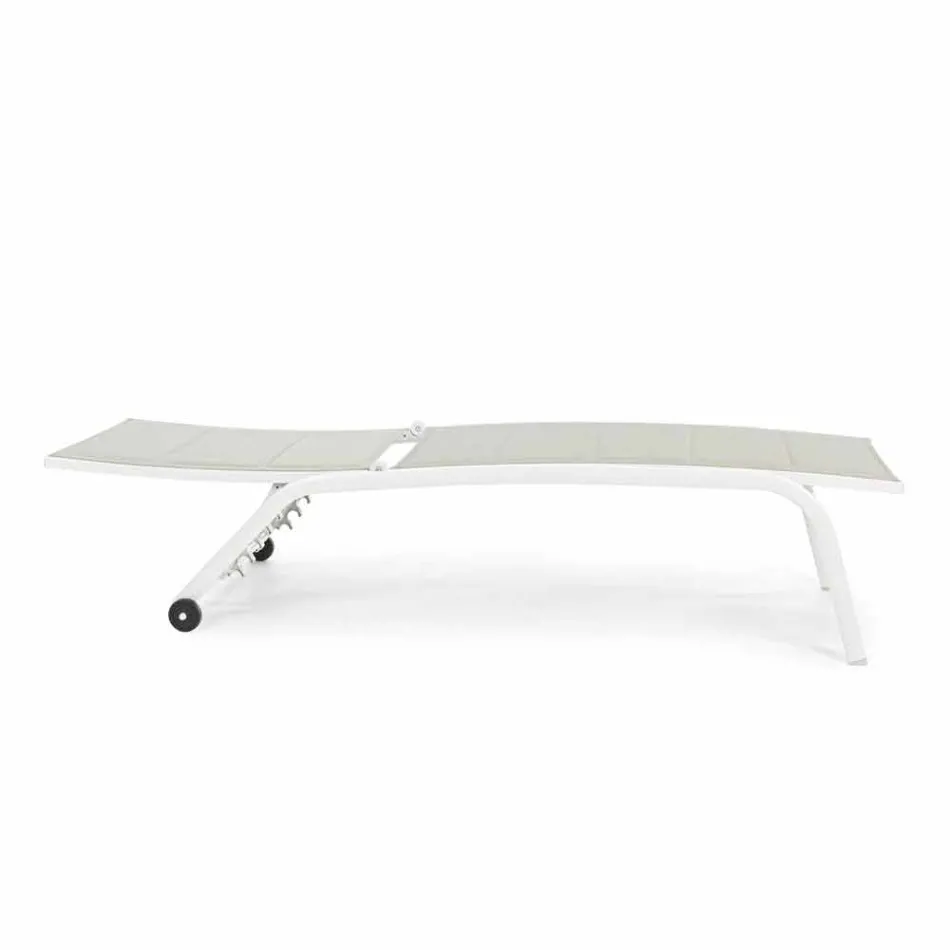 Havechaiselong med hjul og tilbagelænet ryglæn, 4 stykker - Babilonia Viadurini