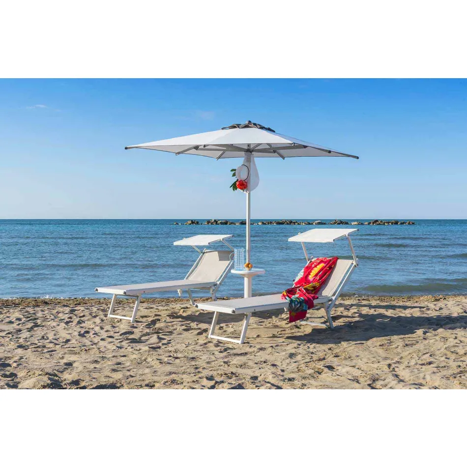 Moderne havechaiselong med parasol og tilbagelænet ryglæn - Arnold Viadurini