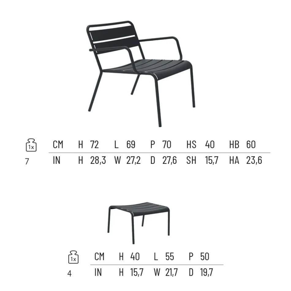 Udendørs chaiselong med metal fodstøtte Fremstillet i Italien - Amina Viadurini