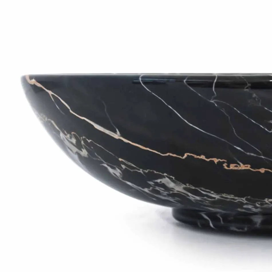 Stor rund skål i Portoro eller Paonazzo Marble fremstillet i Italien - Glazer Viadurini