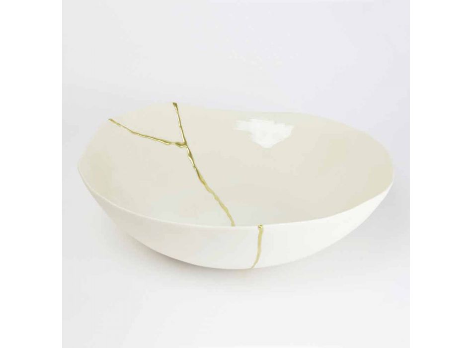 Skåle i hvid porcelæn og guldblad italiensk luksusdesign - Cicatroro Viadurini