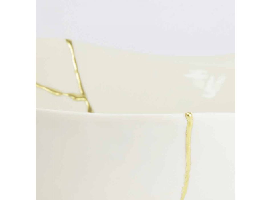 Skåle i hvid porcelæn og guldblad italiensk luksusdesign - Cicatroro Viadurini