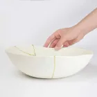 Skåle i hvid porcelæn og guldblad italiensk luksusdesign - Cicatroro Viadurini