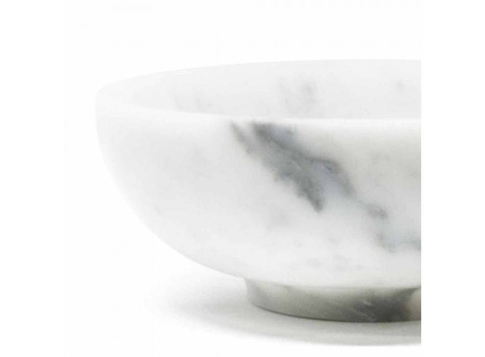 Rund skål i satin hvid Carrara-marmor fremstillet i Italien - Delly Viadurini