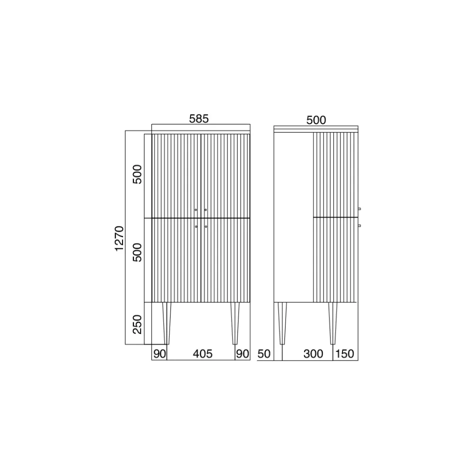 Søjle med fire døre med Cannetté-behandling Made in Italy - Candy Viadurini