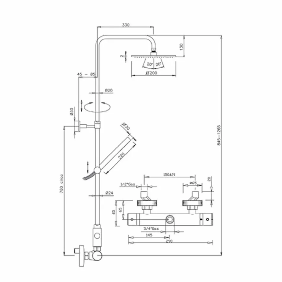 Brusekolonne med ultratyndt stålhoved produceret i Italien - Studio Viadurini